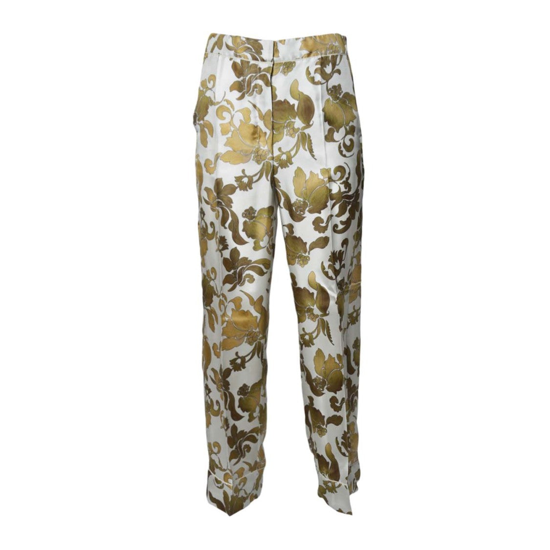 Max Mara Leda Trousers In Gold Printed Silk