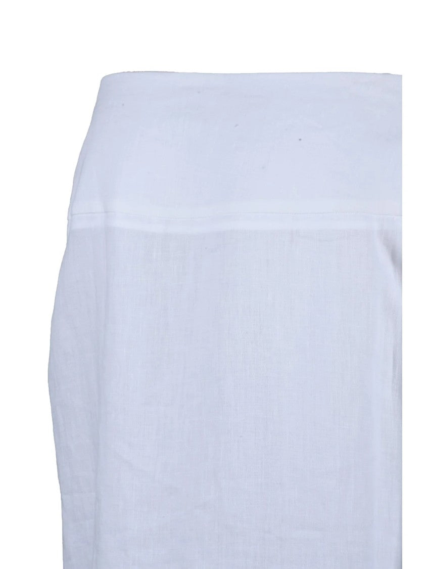 Eleventy White Linen Long Skirt