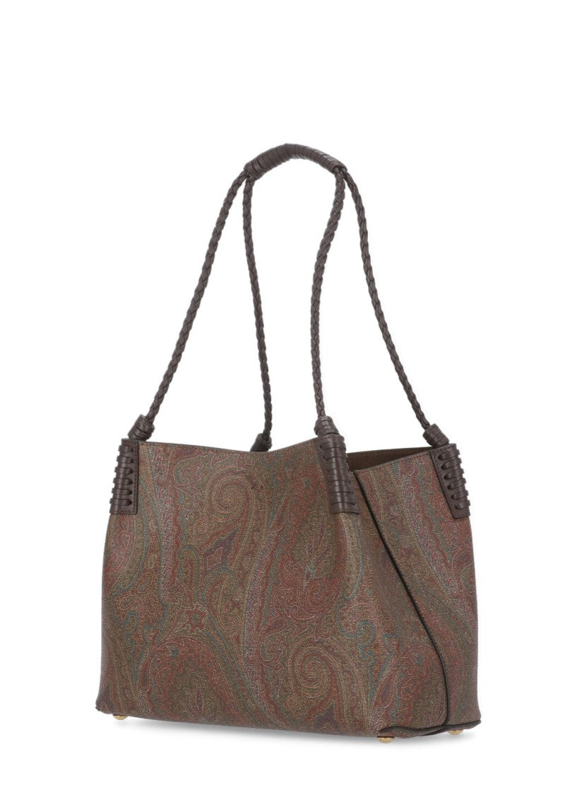 Etro Brown Etro Cotton Shopping Bag With Paisley Design