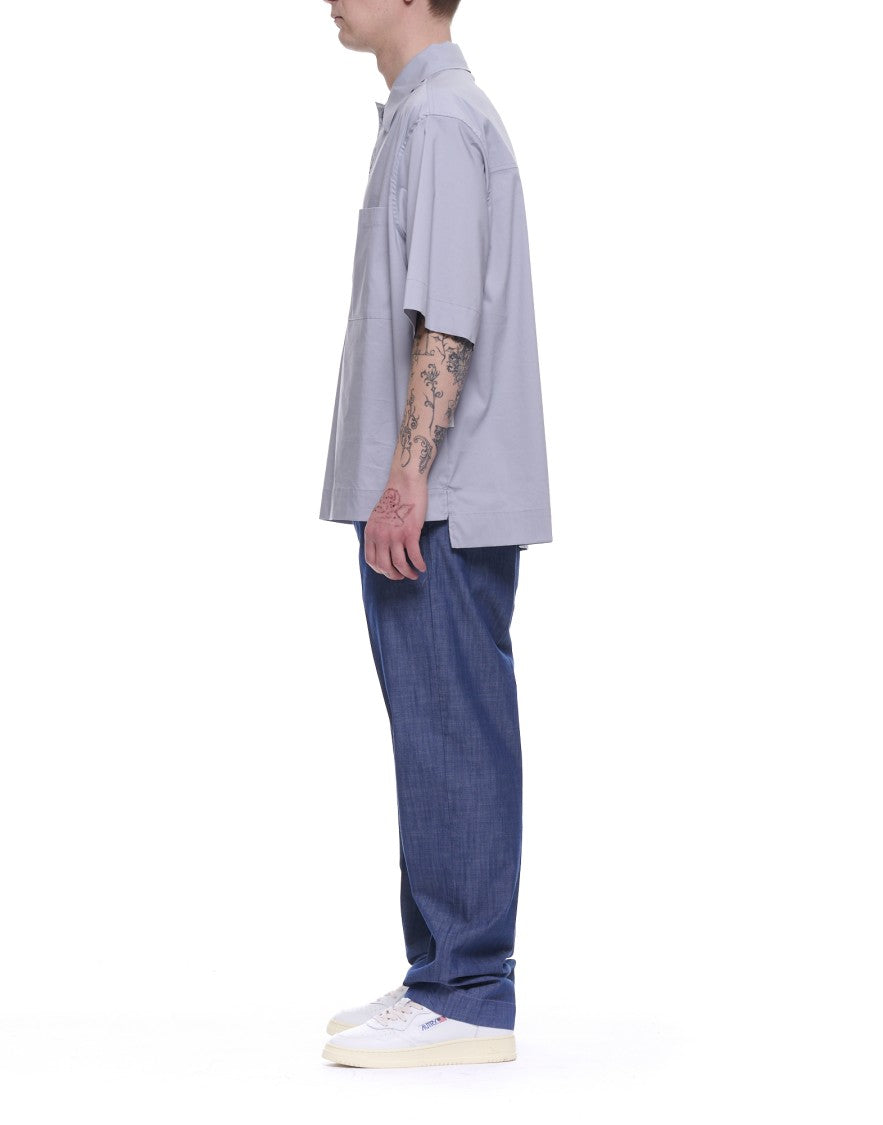 Hevo Light Grey Short Sleeve Cotton Overshirt