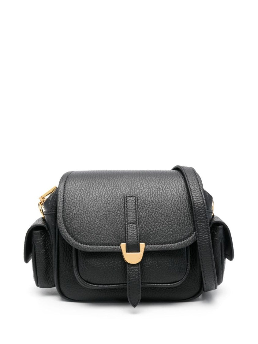 Coccinelle Structured Textured Shoulder Bag With Magnetic Flap Closure