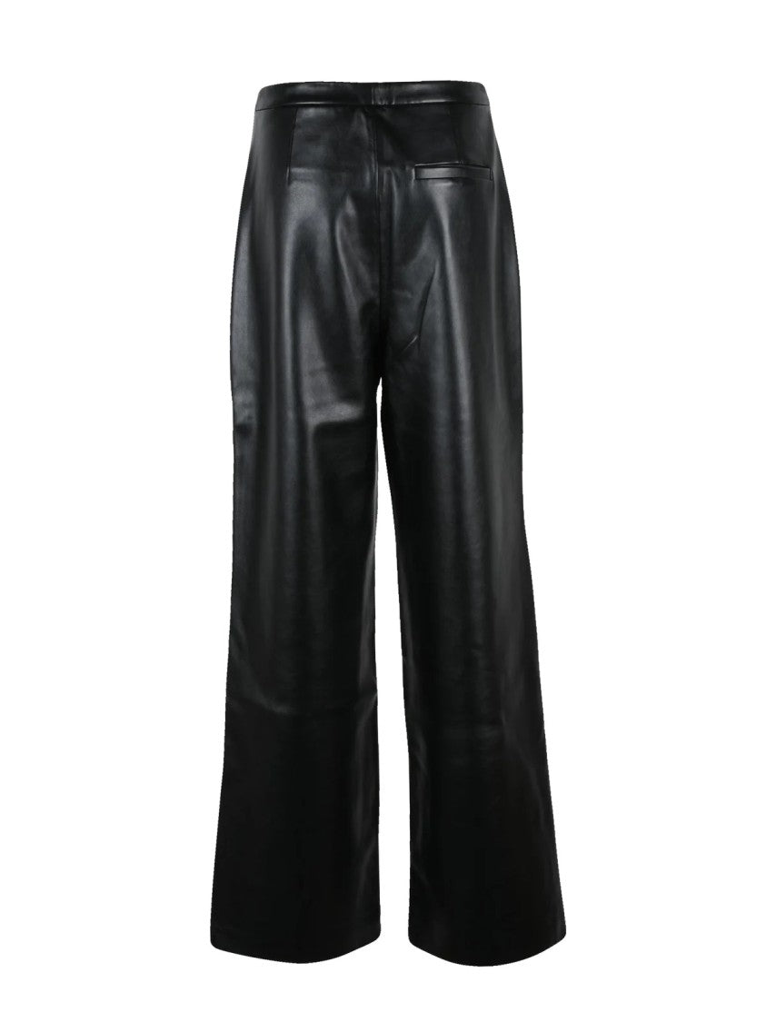 Isabelle Blanche Wide-Leg Faux Leather Pants With Zip Closure