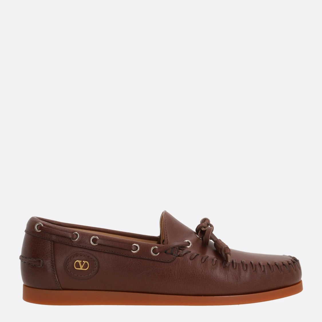Valentino Garavani Brown Leather Palm Avenue Loafers