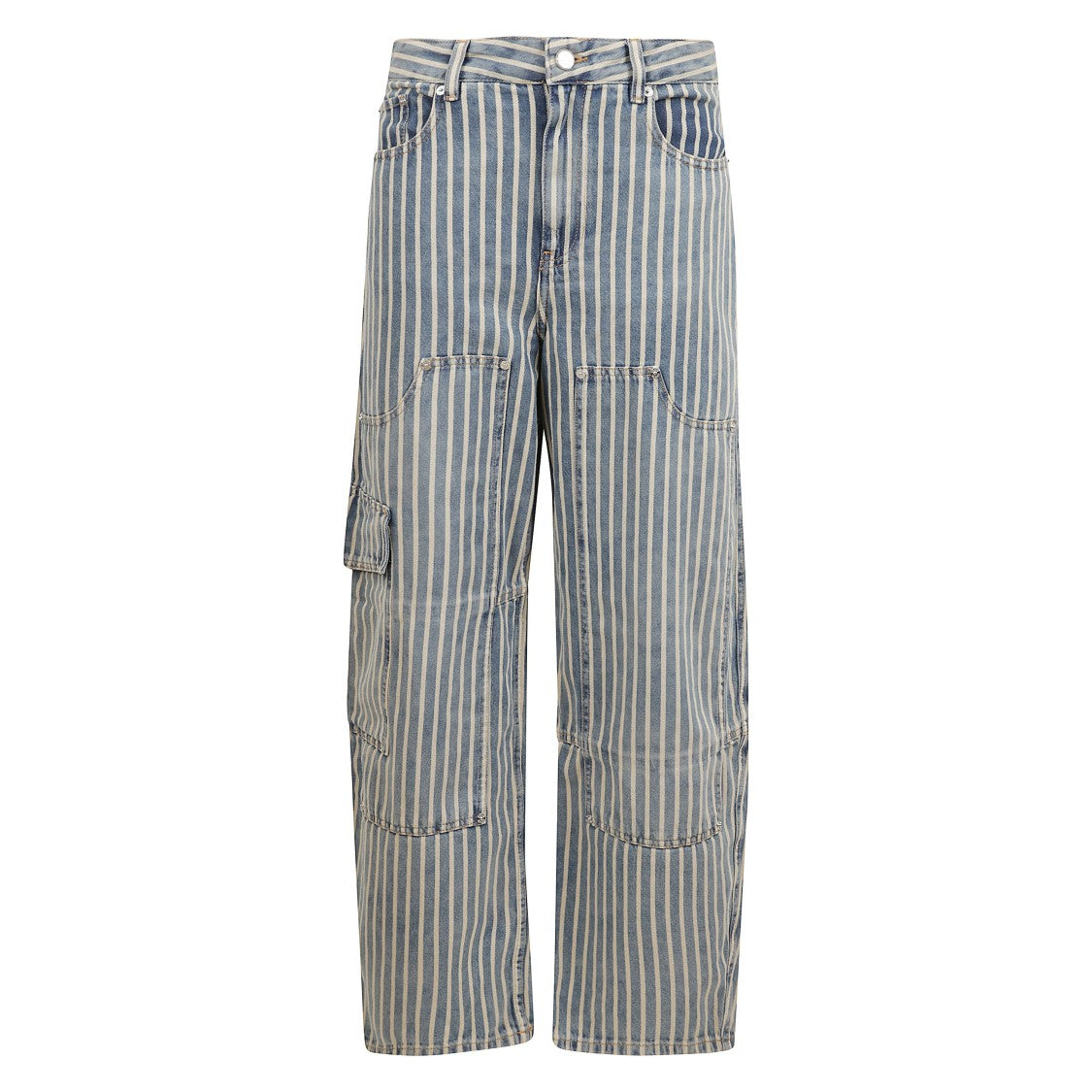 Ganni Wide-Leg Striped Cargo Pants
