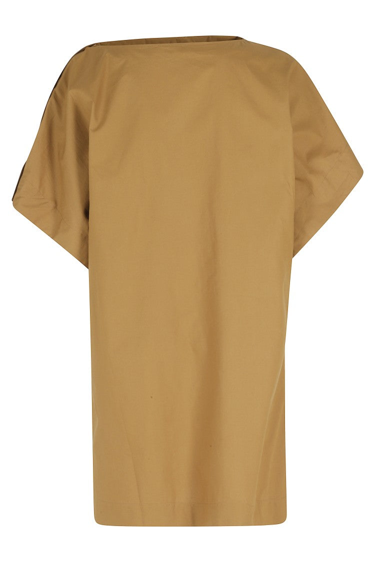 Soeur Caramel Hattie Asymmetrical Draped Cotton Dress