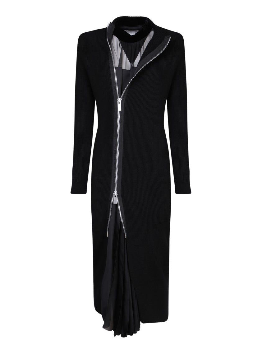 Sacai Elegant Black Wool Dress