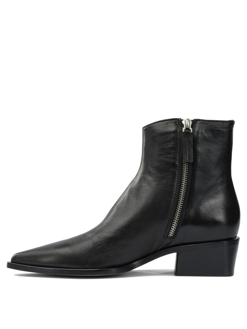 Pomme D'or Pointed Toe Black Calfskin Ankle Boots