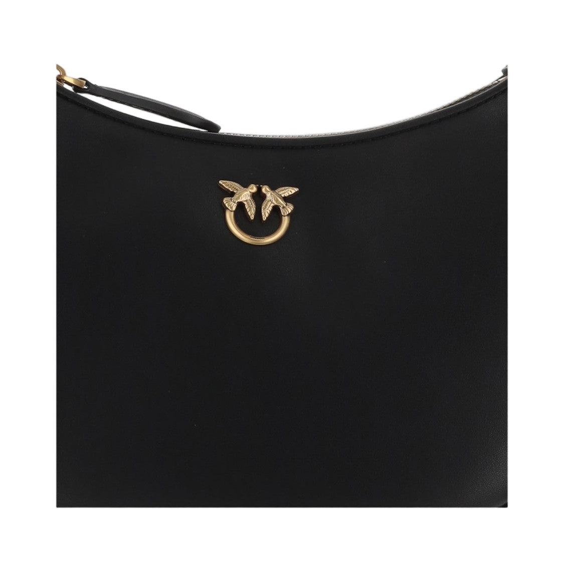 Pinko Black Simply Mini Love Half Moon Leather Shoulder Bag