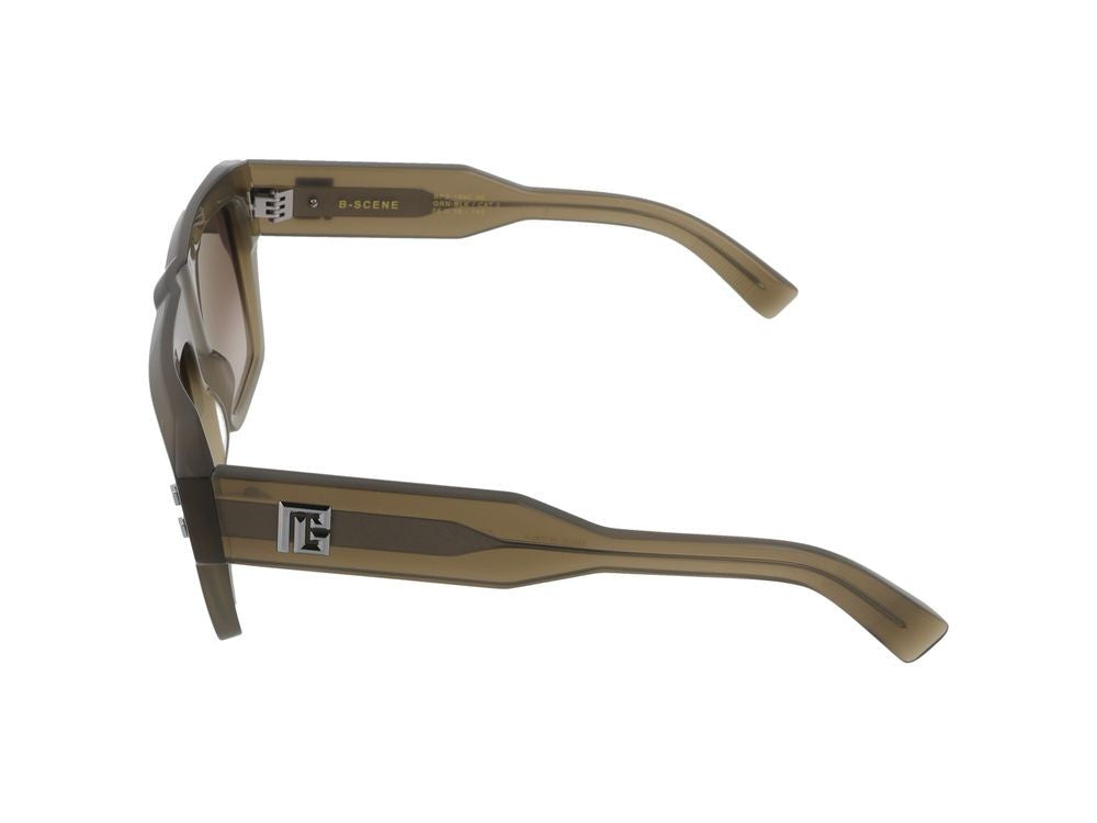 Balmain Green B-Scene Acetate Square Sunglasses