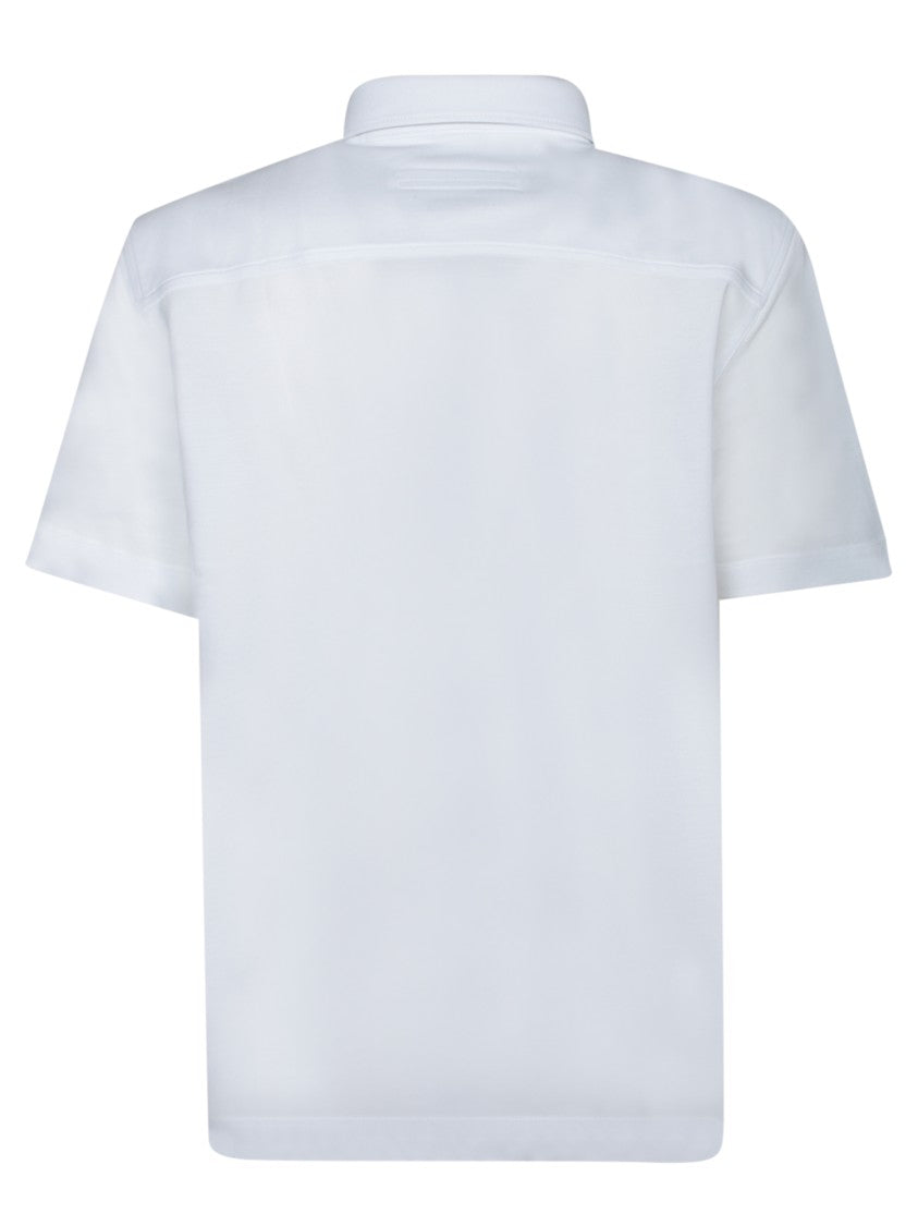 Zegna Short-Sleeve Polo Shirt With Leather Accents