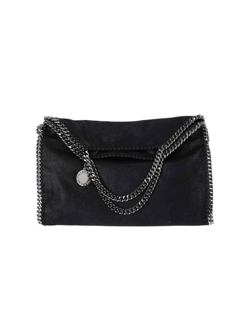 Stella Mccartney Textured Black Rectangular Silver Chain Shoulder Bag