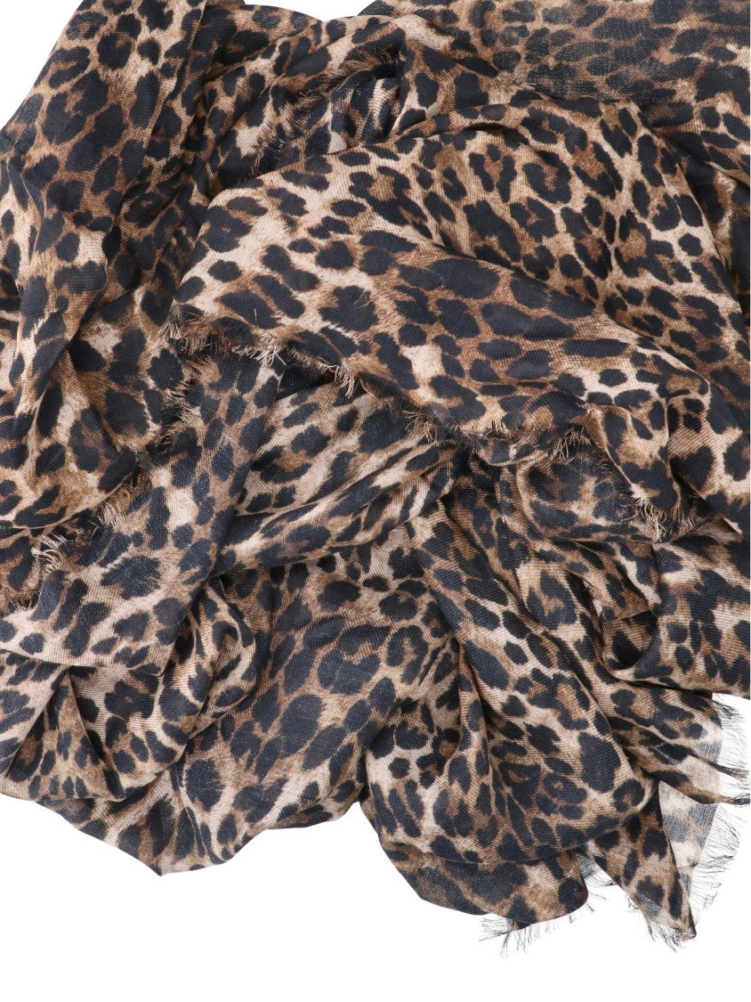 Nili Lotan Brown Animal Print Modal Scarf