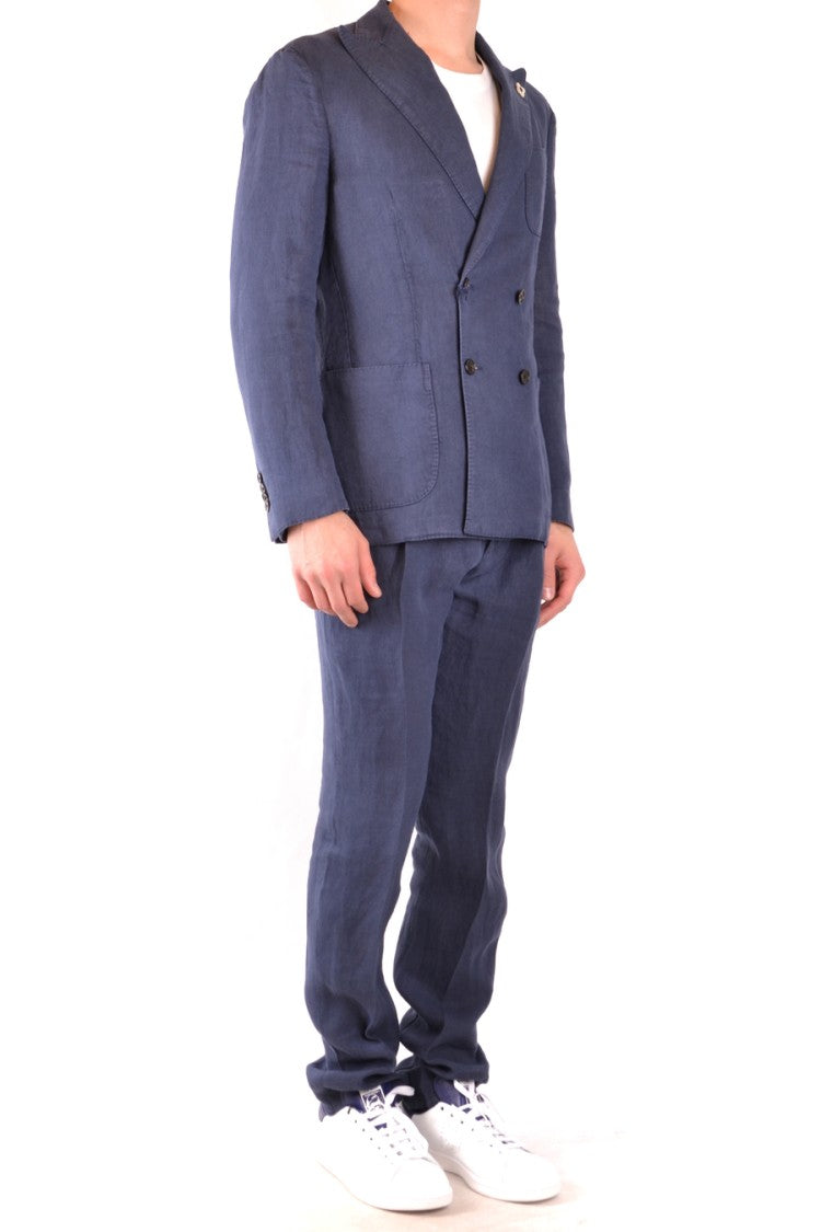 Lardini Double-Breasted Blue Hemp Jacket