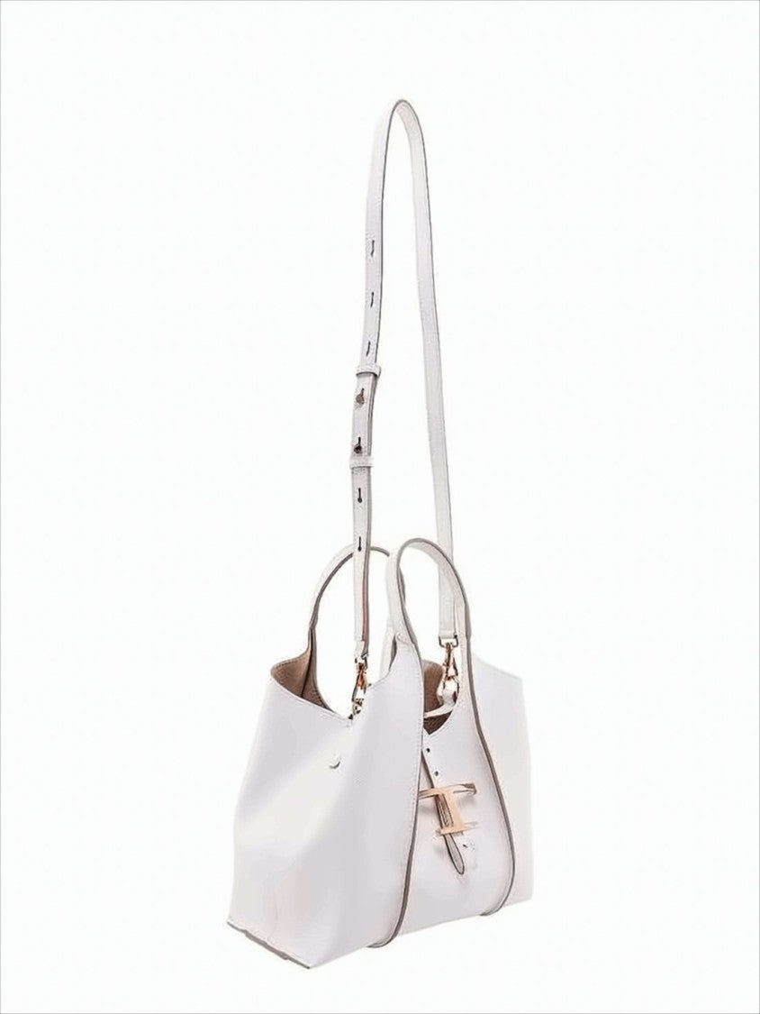 Tod's Structured White Leather Mini Tote Bag