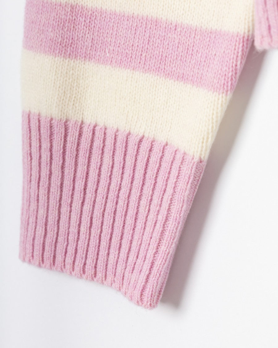 Ganni Striped Graphic Wool Bunny Jumper With Ribbed Edges