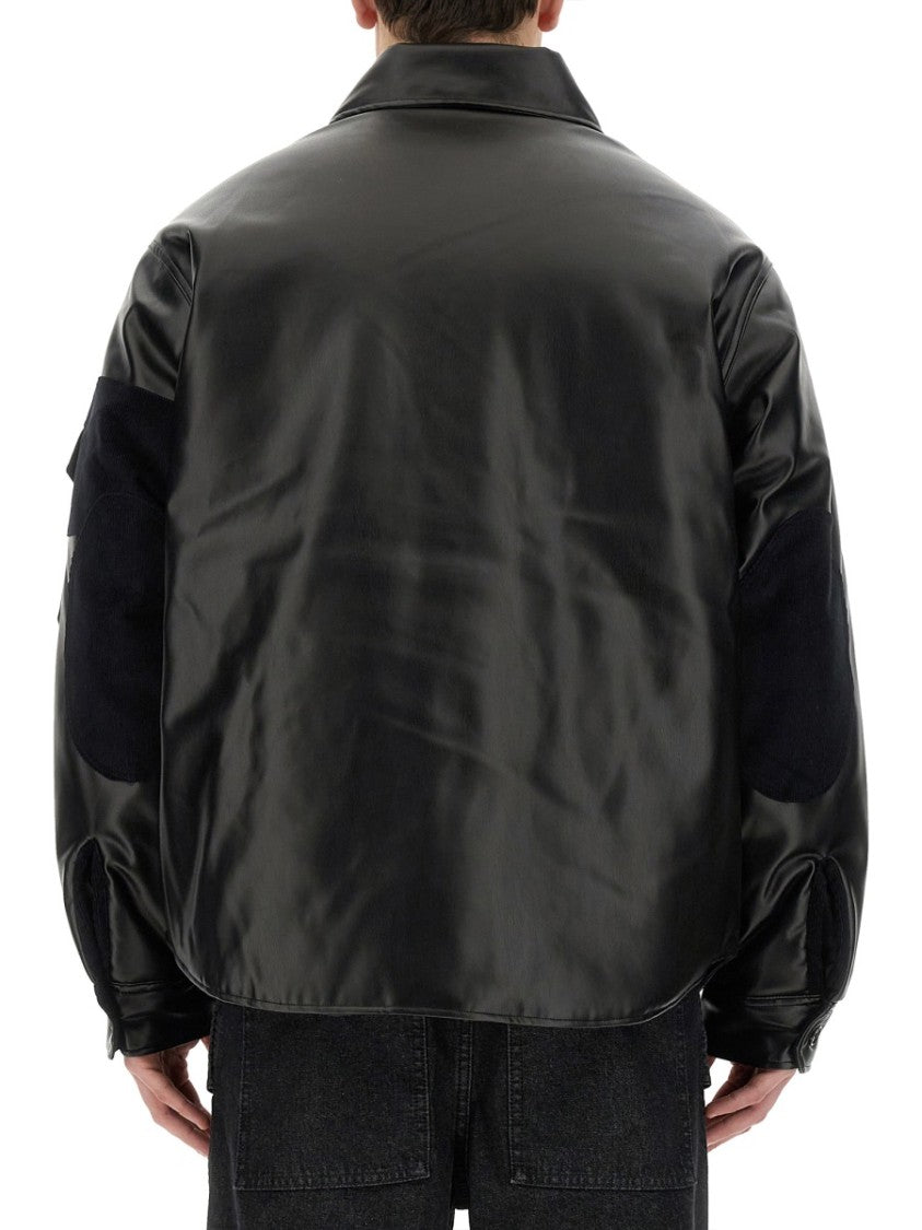 Aïe Black Shirt Jacket With Glossy Finish