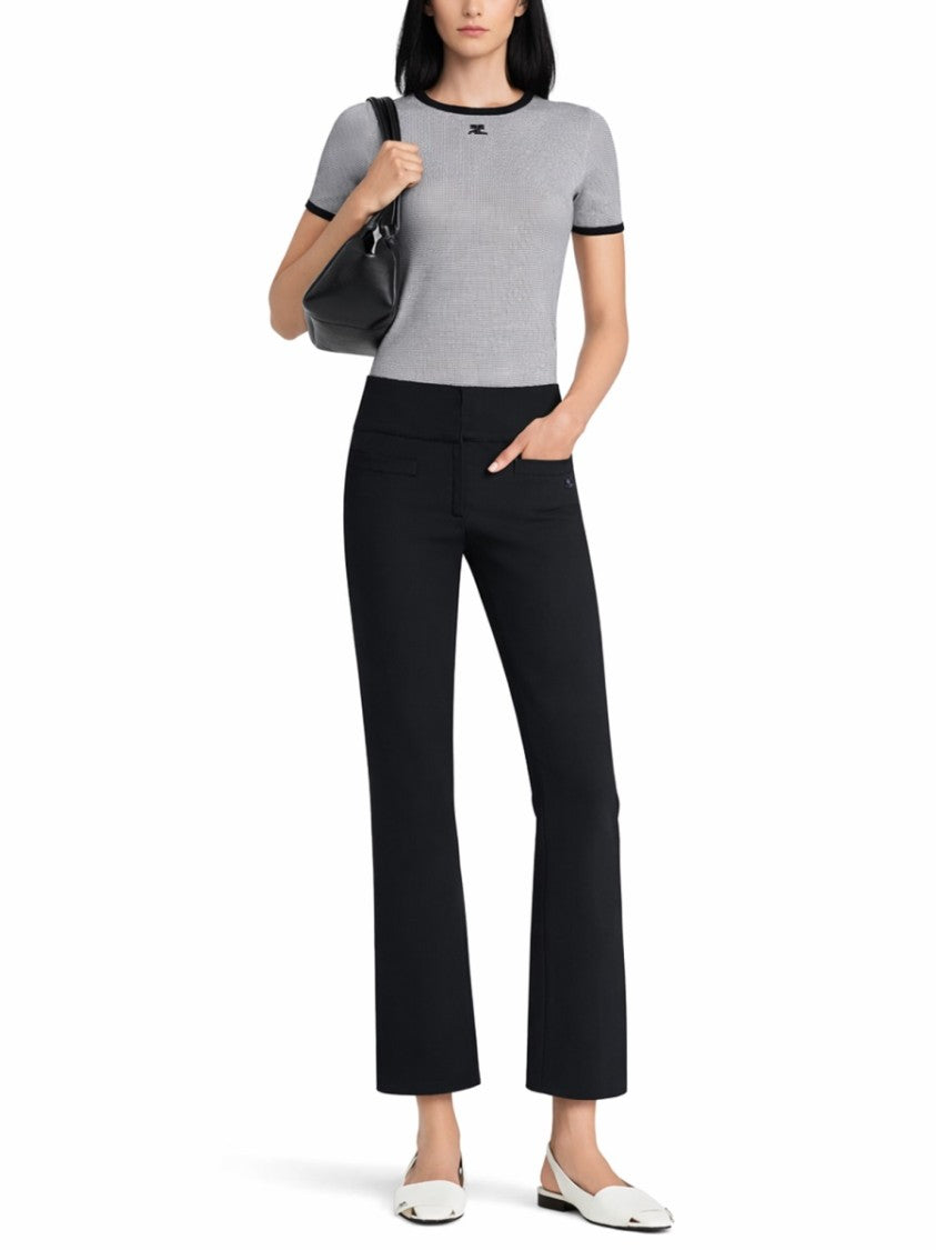 Courrèges Micro-Check Cotton Fitted T-Shirt