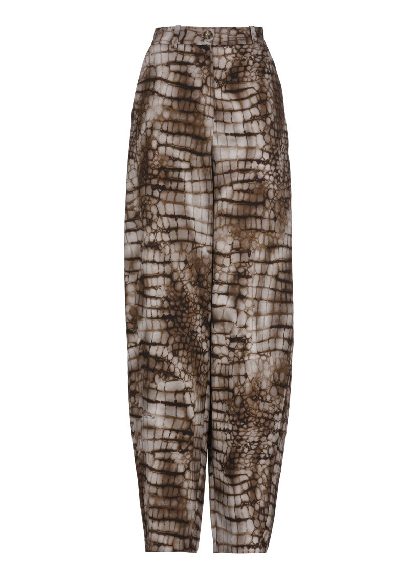 Elisabetta Franchi Brown Viscose Animalier Pants