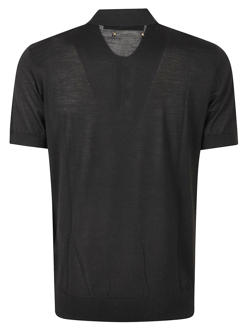 Golden Goose Finely Knit Polo Shirt With Classic Collar And Subtle V-Pattern