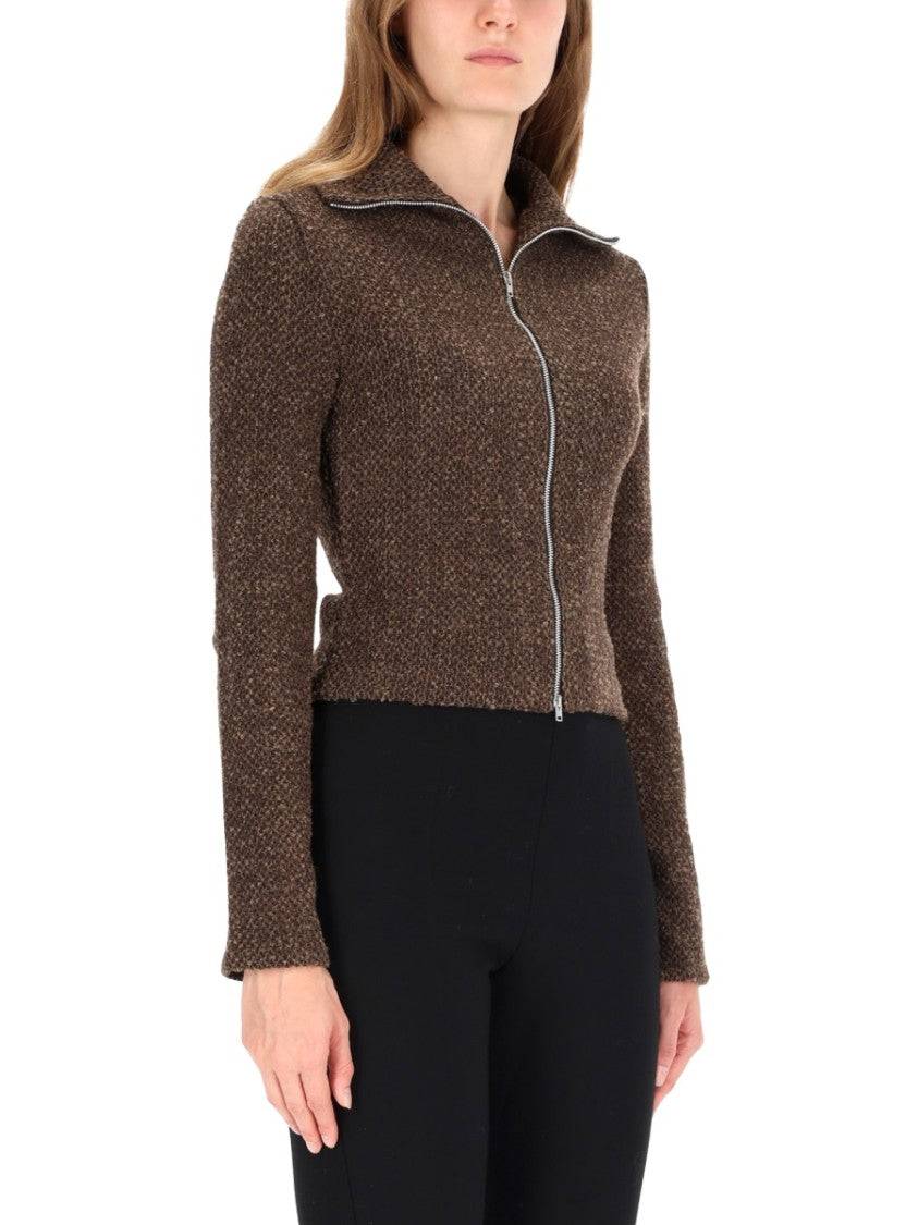 Our Legacy Textured Zip-Up Sweater With High Collar And Minimalist Design
