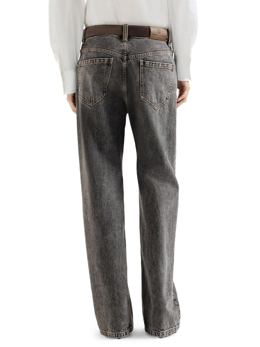 Brunello Cucinelli Wide-Leg Denim Trousers With Vintage-Inspired Finish
