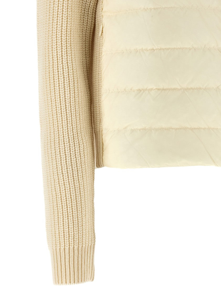 Moncler Slim Fit Merino Wool Cardigan With Quilted Padded Front