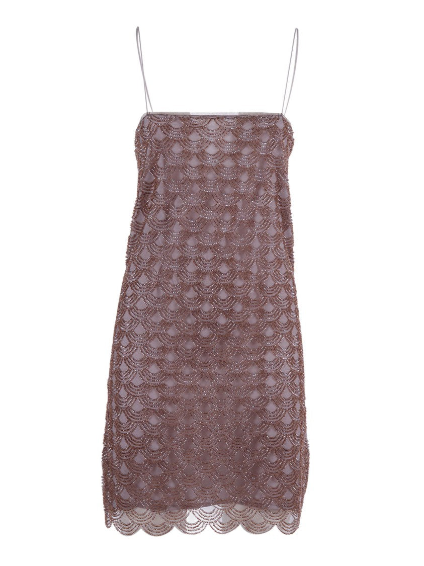 Rotate Brown Gull Scalloped Sequin Mini Dress