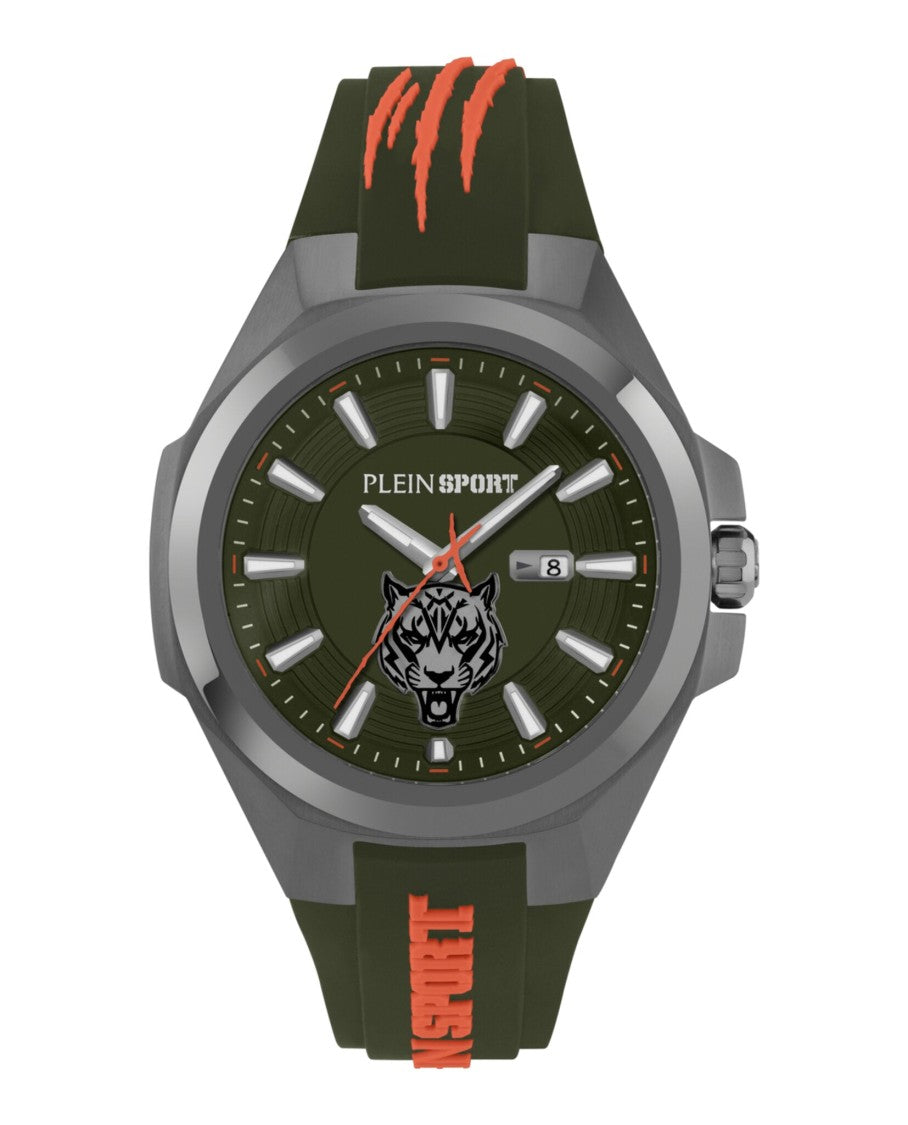 Plein Sport Sporty Green Silicone Watch With Gunmetal Case