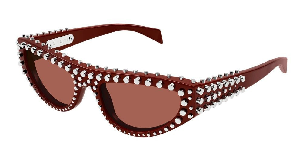 Gucci Burgundy Silver Studs Burgundy Cat-Eye Sunglasses