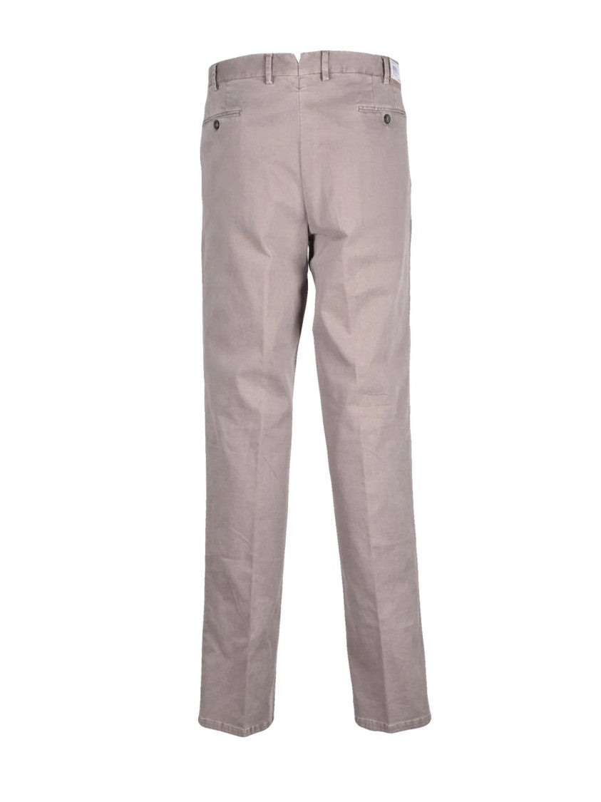 Santaniello Beige Stretch Cotton Zip Fustagno Formal Pants