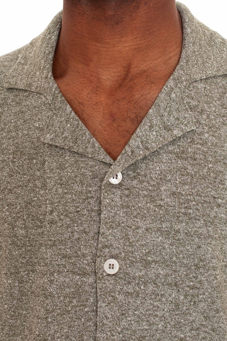 Gran Sasso Half-Sleeve Knitted Linen-Cotton Shirt