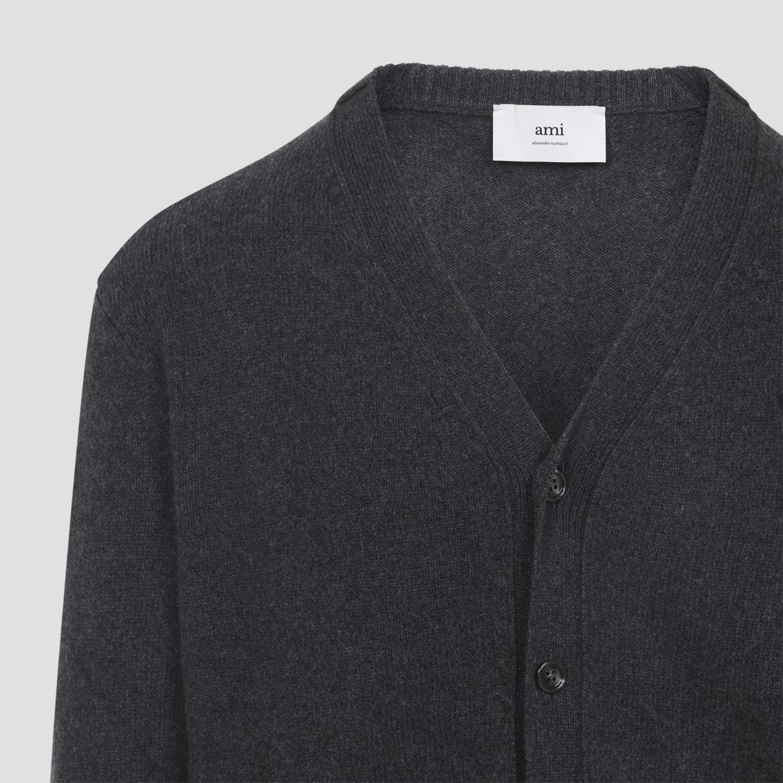Ami Adc Anthracite Cashmere Cardigan