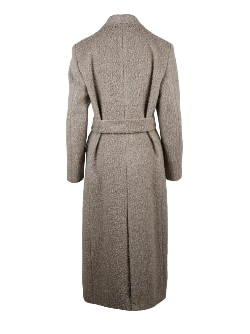 Golden Goose Double-Breasted Wrap Coat In Textured Wool Mohair Blend