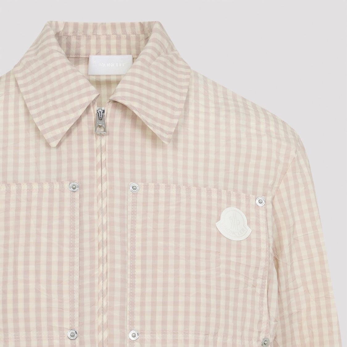 Moncler Cropped Gingham Jacket With Classic Collar