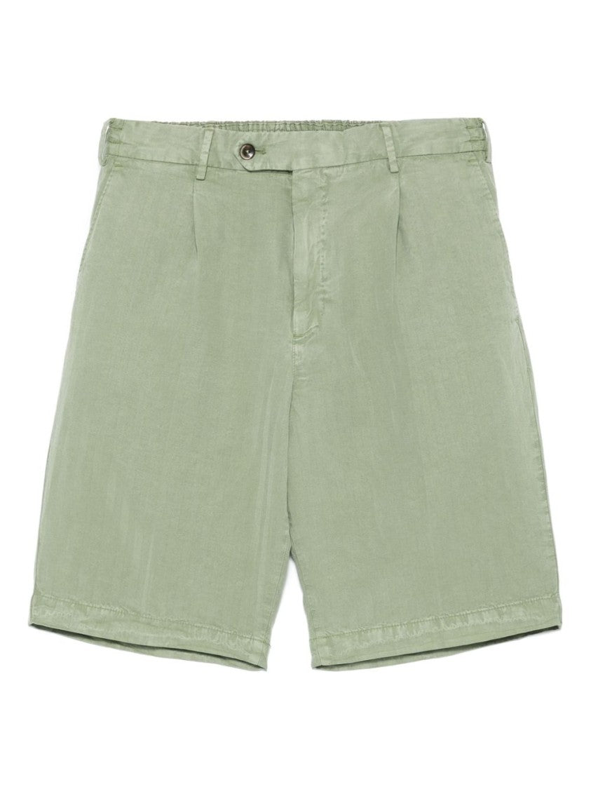 Pt Torino Relaxed-Fit Green Bermuda Shorts With Classic Waistband