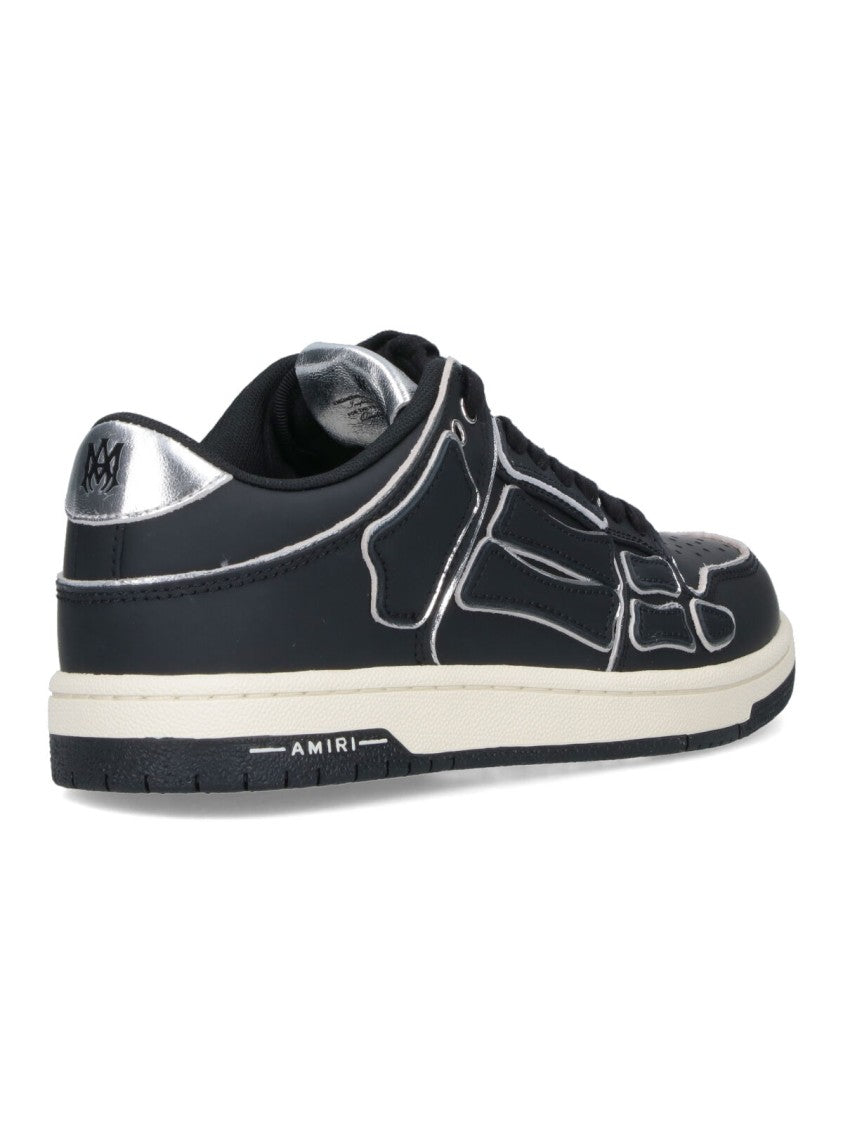 Amiri Skel Black Silver Details Leather Low-Top Sneakers