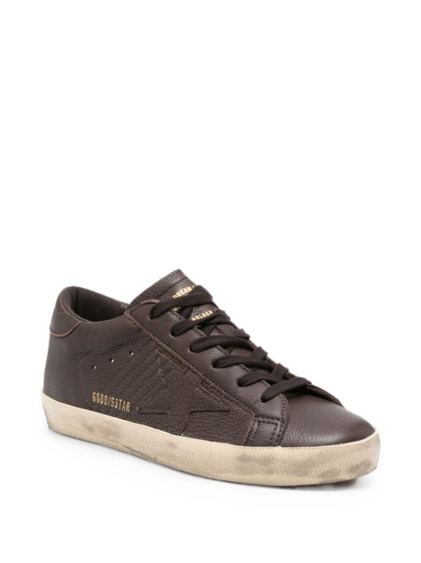 Golden Goose Brown Low-Top Leather Star Detail Sneakers