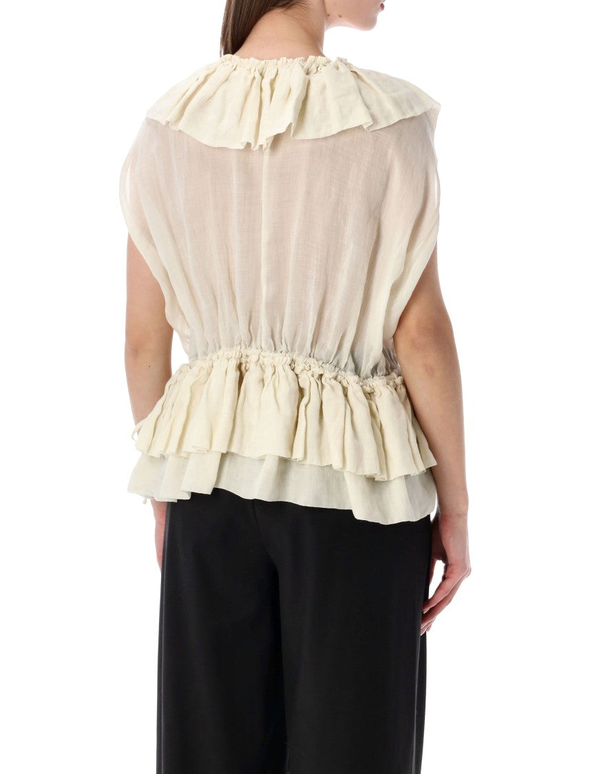 Dries Van Noten Cally Muslin Ruffled Top