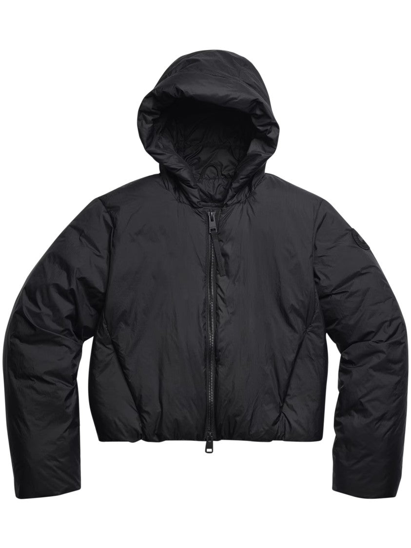 Canada Goose Cropped Black Puffer Jacket With Adjustable Hood