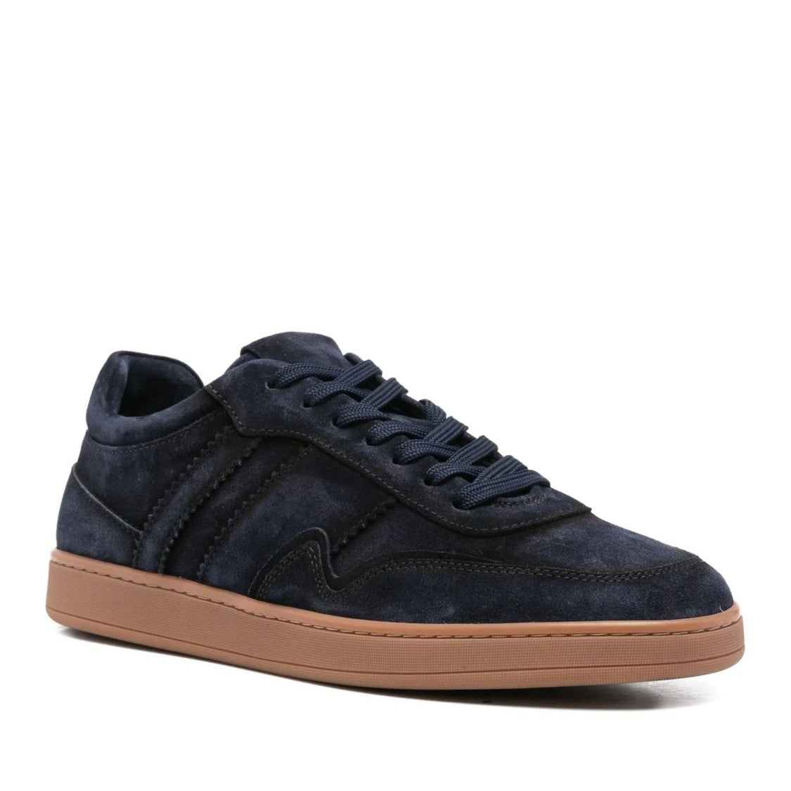 John Harrison Blue Suede Low-Top Gum Sole Sneakers