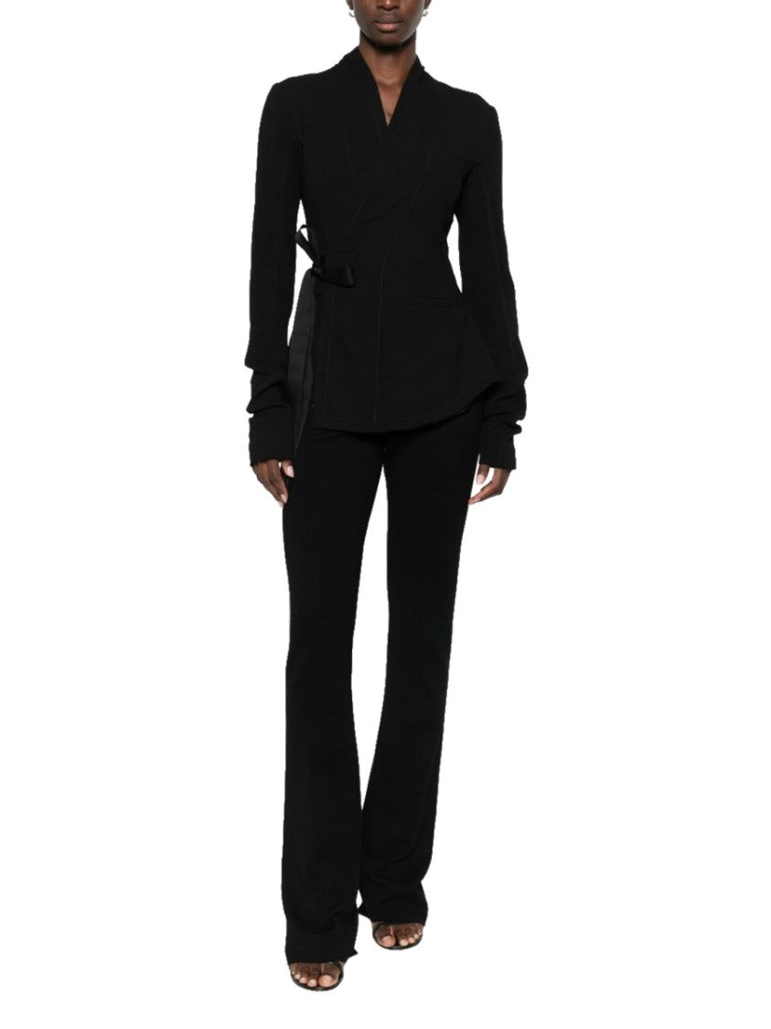 Rick Owens Black Hollywood Wrap-Style Wool Blazer
