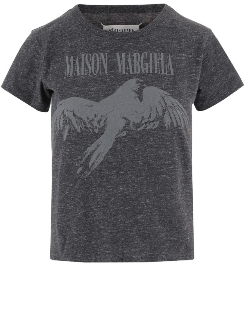 Maison Margiela Cotton Crew Neck T-Shirt With Logo Print