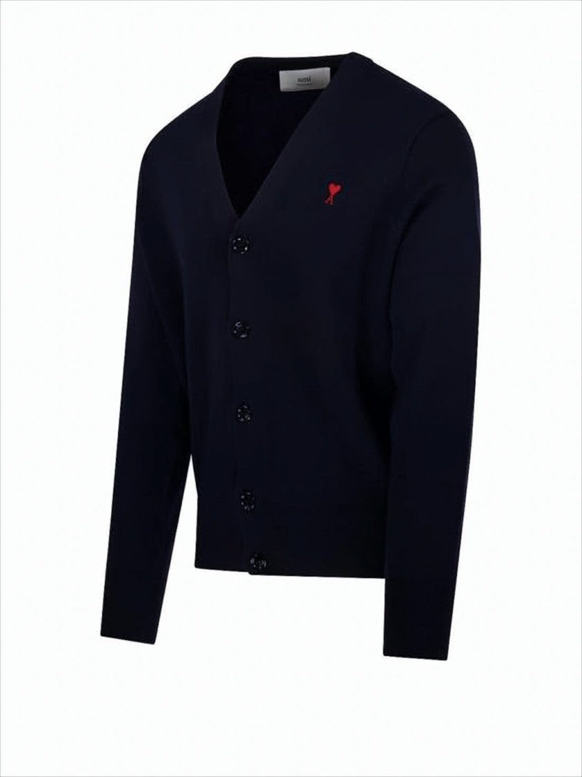 Ami V-Neck Cardigan With Button-Down Front
