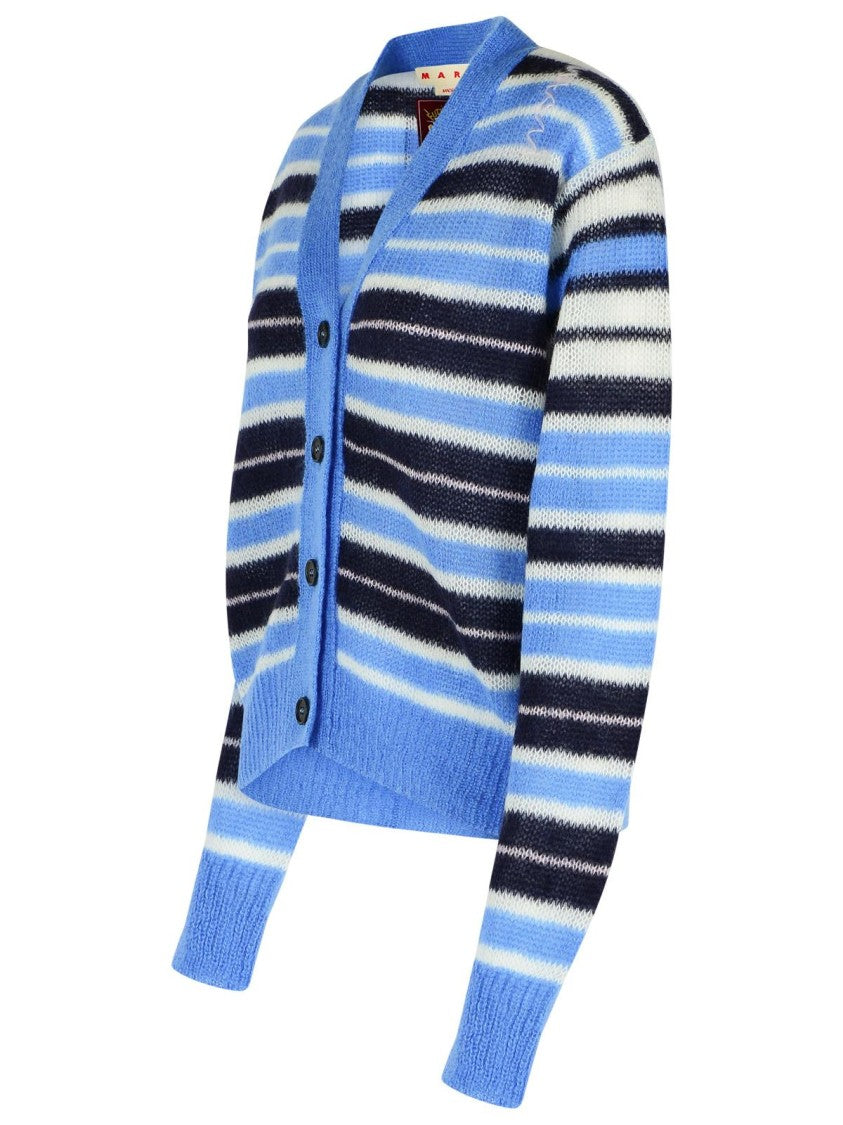 Marni Blue Mohair Wool Blend Cardigan