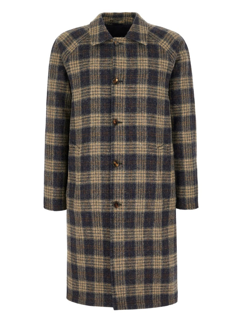 Kired Alpis Mid-Length Plaid Wool Coat