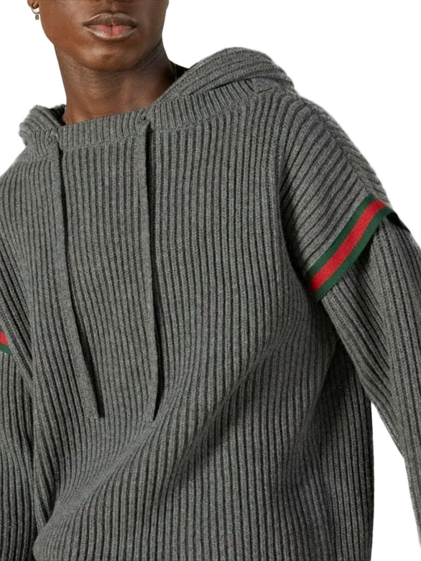 Gucci Ribbed Knit Sweater With Hood