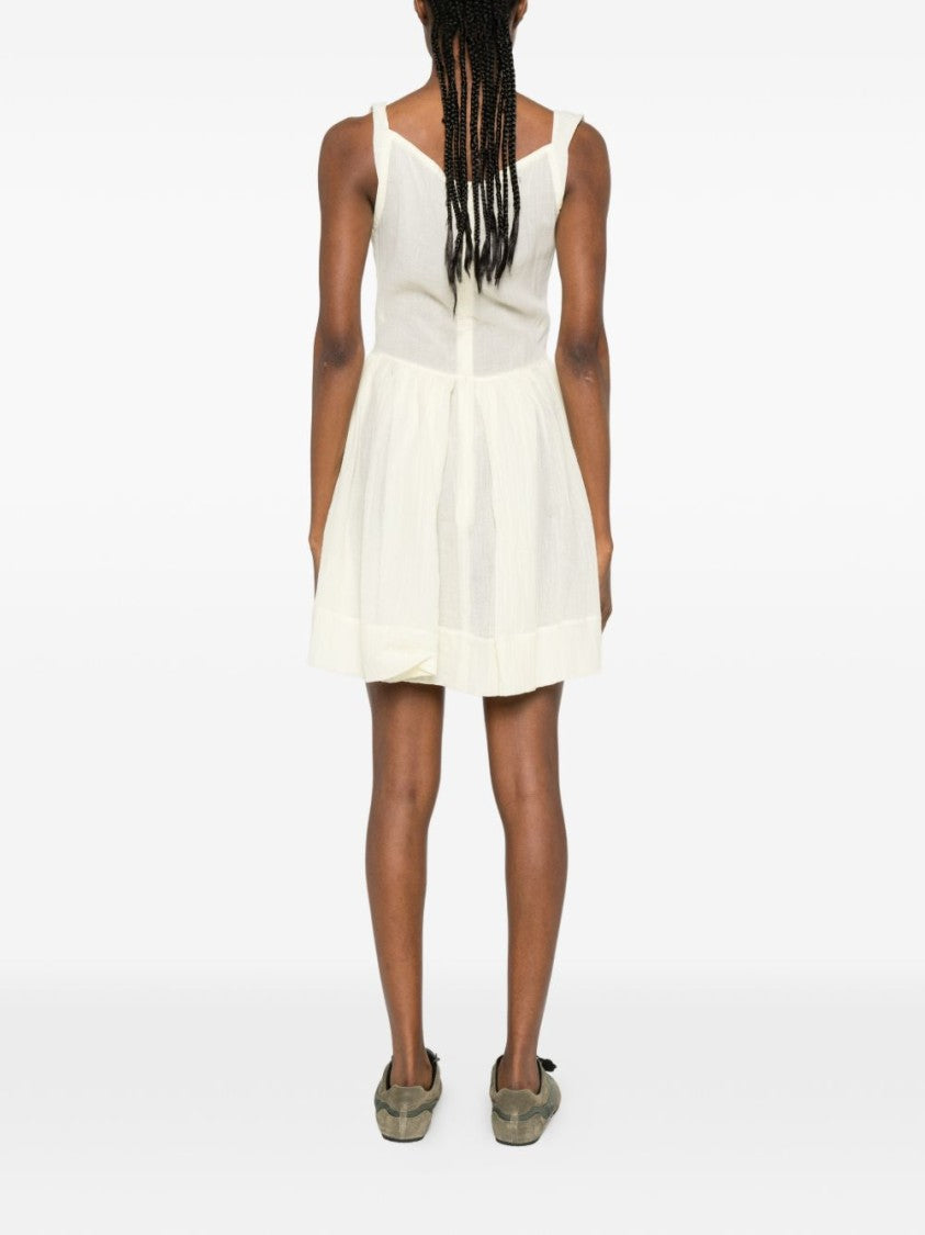 Vivienne Westwood Yellowish White Orb Logo Tiered Dress