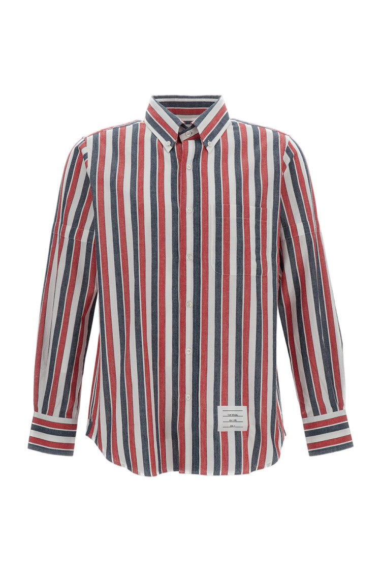 Thom Browne Multicolor Striped Relaxed Fit Linen-Cotton Thom Browne Shirt