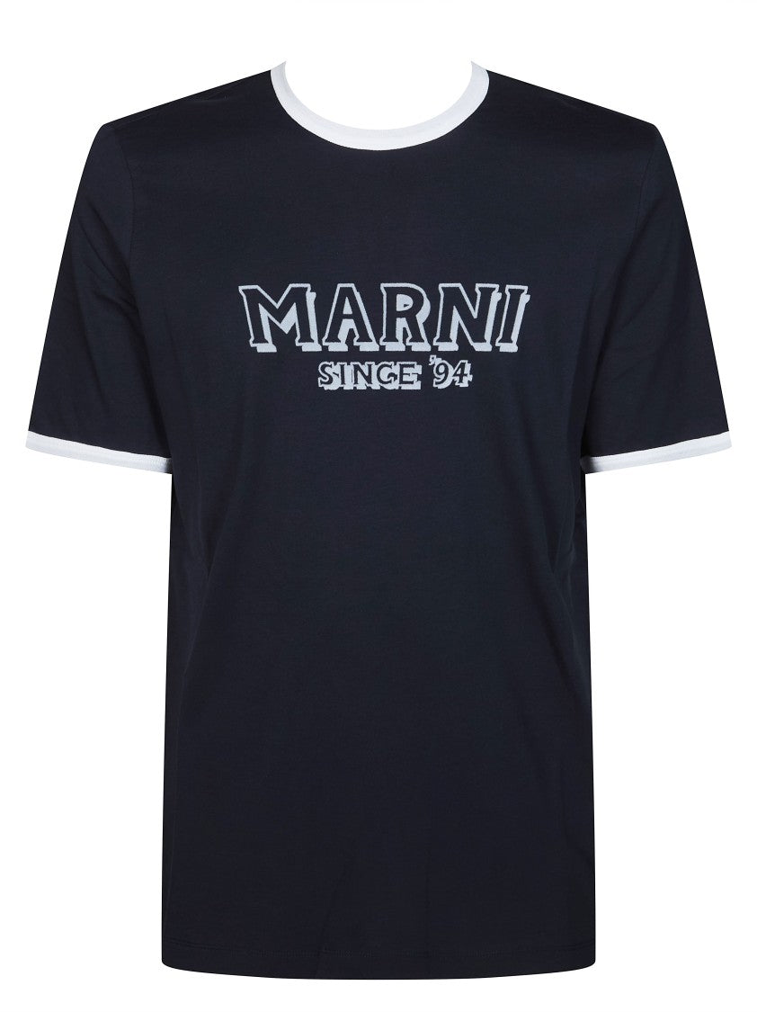 Marni Blue Crew Neck Logo T-Shirt