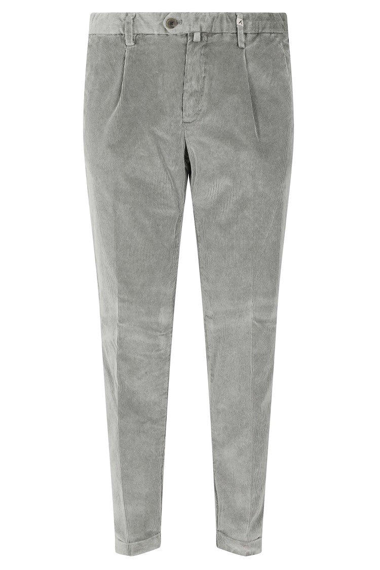 Myths Ribbed Corduroy Chino Trousers With Pleats